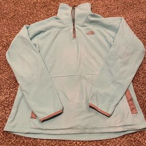 North Face Womens XL Teal Blue Quarterzip Fleece Pullover Warm Cozy Winter